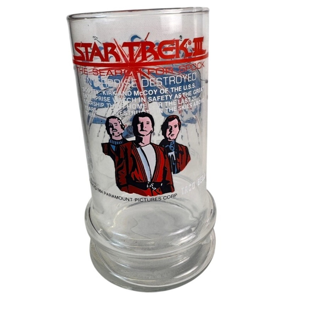 Vintage 1984 Star Trek III Taco Bell Glass Enterprise Destroyed Promo Tumbler‎